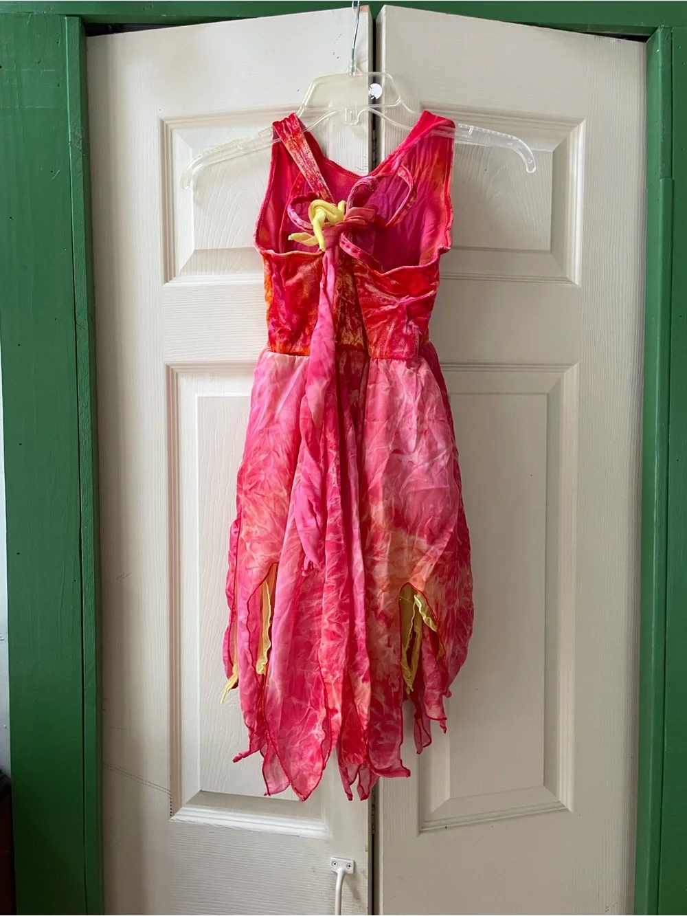 Girls Pink & Orange Tie-Dye Handkerchief Hem Dance Dress